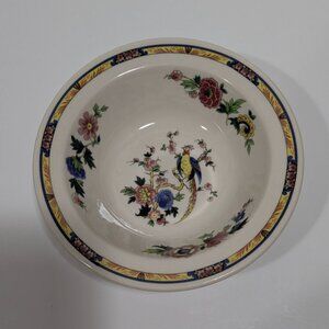 Syracuse Dewitt Clinton Pilgrim Cereal Bowl Floral Bird Vintage USA  6.50" Wide